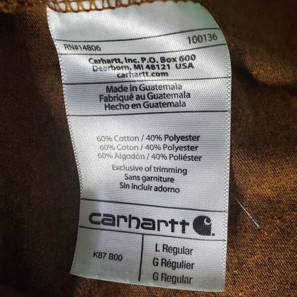 Carhartt RELAXED FIT HEAVYWEIGHT SHORT-SLEEVE K87 POCKET T-SHIRT Sz L - Picture 6 of 6